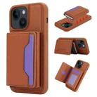 For iPhone 15 RFID Anti-theft Detachable Card Bag Leather Phone Case(Brown) - 1