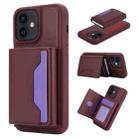For iPhone 12 Pro / 12 RFID Anti-theft Detachable Card Bag Leather Phone Case(Wine Red) - 1