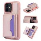 For iPhone 11 RFID Anti-theft Detachable Card Bag Leather Phone Case(Pink) - 1