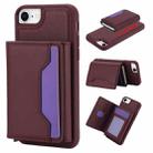 For iPhone SE 2022 / 2020 / 8 / 7 RFID Anti-theft Detachable Card Bag Leather Phone Case(Wine Red) - 1