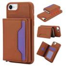 For iPhone SE 2022 / 2020 / 8 / 7 RFID Anti-theft Detachable Card Bag Leather Phone Case(Brown) - 1