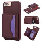 For iPhone 7 Plus / 8 Plus RFID Anti-theft Detachable Card Bag Leather Phone Case(Wine Red) - 1