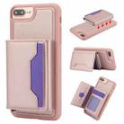 For iPhone 7 Plus / 8 Plus RFID Anti-theft Detachable Card Bag Leather Phone Case(Pink) - 1