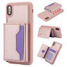 For iPhone XS Max RFID Anti-theft Detachable Card Bag Leather Phone Case(Pink) - 1