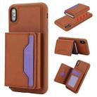 For iPhone XS Max RFID Anti-theft Detachable Card Bag Leather Phone Case(Brown) - 1