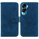 For Honor 90 Lite Butterfly Rose Embossed Leather Phone Case(Blue) - 1