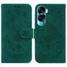 For Honor 90 Lite Butterfly Rose Embossed Leather Phone Case(Green) - 1