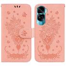 For Honor 90 Lite Butterfly Rose Embossed Leather Phone Case(Pink) - 1