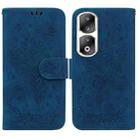 For Honor 90 Pro Butterfly Rose Embossed Leather Phone Case(Blue) - 1