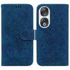 For Honor 90 Butterfly Rose Embossed Leather Phone Case(Blue) - 1