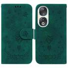 For Honor 90 Butterfly Rose Embossed Leather Phone Case(Green) - 1