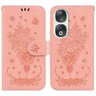 For Honor 90 Butterfly Rose Embossed Leather Phone Case(Pink) - 1