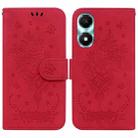 For Honor X5 Plus / Play 40C Butterfly Rose Embossed Leather Phone Case(Red) - 1