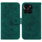 For Honor X6a Butterfly Rose Embossed Leather Phone Case(Green) - 1