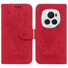 For Honor Magic6 Pro Butterfly Rose Embossed Leather Phone Case(Red) - 1
