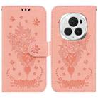 For Honor Magic6 Pro Butterfly Rose Embossed Leather Phone Case(Pink) - 1