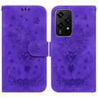 For Honor 200 Lite Global Butterfly Rose Embossed Leather Phone Case(Purple) - 1