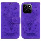 For Honor Play 60 Plus Butterfly Rose Embossed Leather Phone Case(Purple) - 1