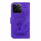 For Honor Play 60 Plus Butterfly Rose Embossed Leather Phone Case(Purple) - 3