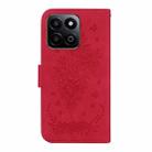 For Honor Play 60 Plus Butterfly Rose Embossed Leather Phone Case(Red) - 3