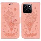 For Honor Play 60 Plus Butterfly Rose Embossed Leather Phone Case(Pink) - 1