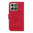 For Honor X6b Butterfly Rose Embossed Leather Phone Case(Red) - 3