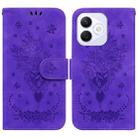 For Honor X60i Butterfly Rose Embossed Leather Phone Case(Purple) - 1