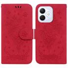 For Honor X60i Butterfly Rose Embossed Leather Phone Case(Red) - 1