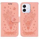 For Honor X60i Butterfly Rose Embossed Leather Phone Case(Pink) - 1