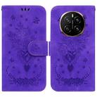 For Honor Magic7 Butterfly Rose Embossed Leather Phone Case(Purple) - 1