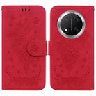 For Honor X9c Butterfly Rose Embossed Leather Phone Case(Red) - 1