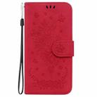For Honor X8c 4G Butterfly Rose Embossed Leather Phone Case(Red) - 3