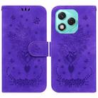 For Honor 400 Lite Butterfly Rose Embossed Leather Phone Case(Purple) - 1