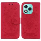 For Honor 400 Lite Butterfly Rose Embossed Leather Phone Case(Red) - 1