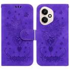 For Honor 400 Global 156.5mm Butterfly Rose Embossed Leather Phone Case(Purple) - 1