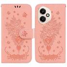 For Honor 400 Global 156.5mm Butterfly Rose Embossed Leather Phone Case(Pink) - 1