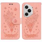 For Honor 400 Pro Global 160.8mm Butterfly Rose Embossed Leather Phone Case(Pink) - 1