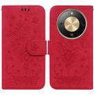 For Honor X70 5G Butterfly Rose Embossed Leather Phone Case(Red) - 1
