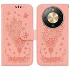 For Honor X70 5G Butterfly Rose Embossed Leather Phone Case(Pink) - 1