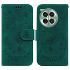 For OnePlus Ace 3 Pro Butterfly Rose Embossed Leather Phone Case(Green) - 1