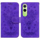 For OnePlus Nord CE4 Lite Butterfly Rose Embossed Leather Phone Case(Purple) - 1