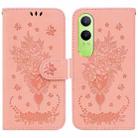 For OnePlus Nord CE4 Lite Butterfly Rose Embossed Leather Phone Case(Pink) - 1