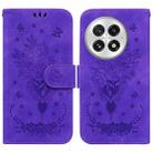 For OnePlus 13 Butterfly Rose Embossed Leather Phone Case(Purple) - 1