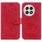 For OnePlus 13 Butterfly Rose Embossed Leather Phone Case(Red) - 1