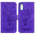 For Sony Xperia 5 V Butterfly Rose Embossed Leather Phone Case(Purple) - 1