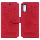 For Sony Xperia 5 V Butterfly Rose Embossed Leather Phone Case(Red) - 1