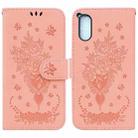 For Sony Xperia 5 V Butterfly Rose Embossed Leather Phone Case(Pink) - 1