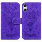 For Sony Xperia 10 VI Butterfly Rose Embossed Leather Phone Case(Purple) - 1