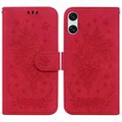 For Sony Xperia 10 VI Butterfly Rose Embossed Leather Phone Case(Red) - 1