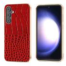 For Samsung Galaxy S23 FE 5G Nano Plating Genuine Leather Crocodile Pattern Phone Case(Red) - 1